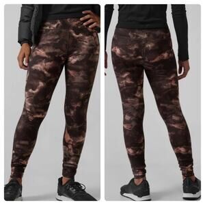 Athleta Girls Printed Chit Chat Tight Size XXL/16 Brown Leggings High Rise